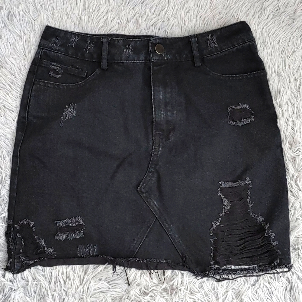 IVIVI black destressed mini shirt